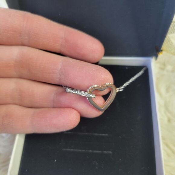 Interlock Heart To Heart Necklace New - Picture 5 of 9
